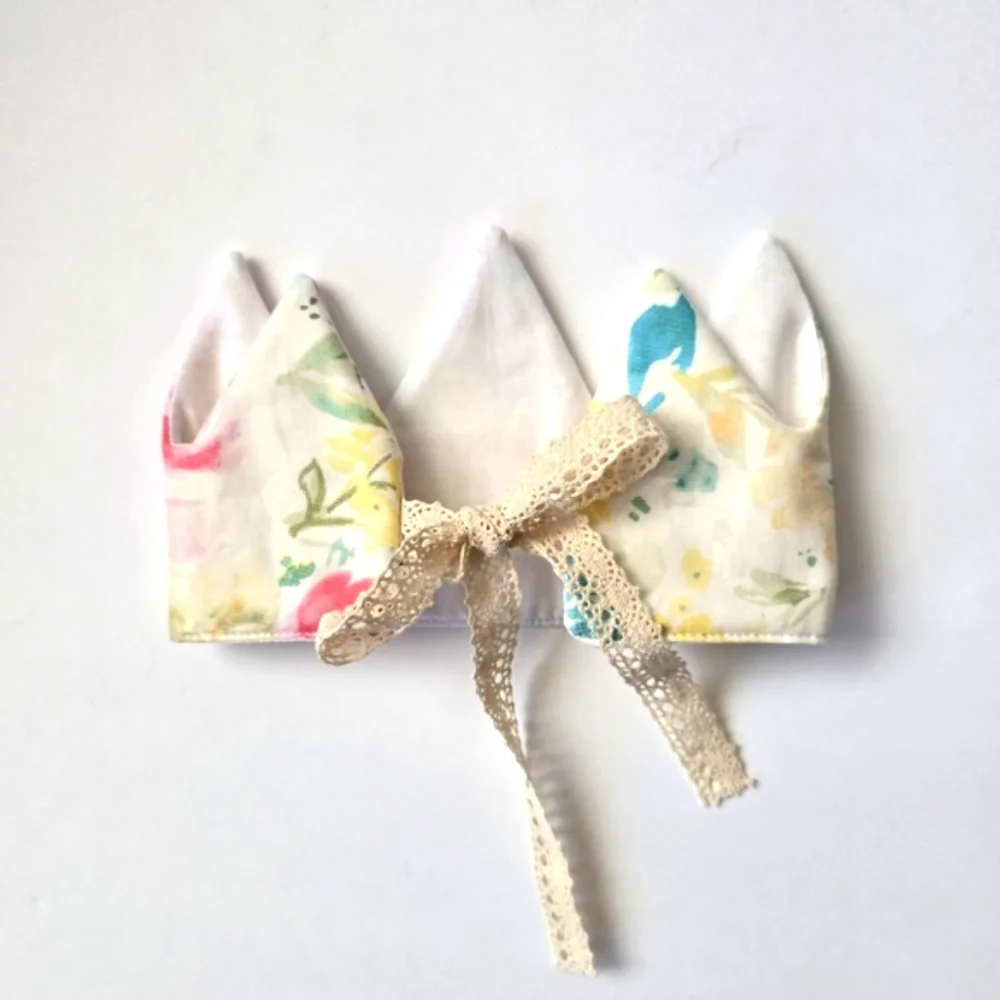 NEW Handmade Cotton Floral Print Fabric Baby Girl Birthday Crown